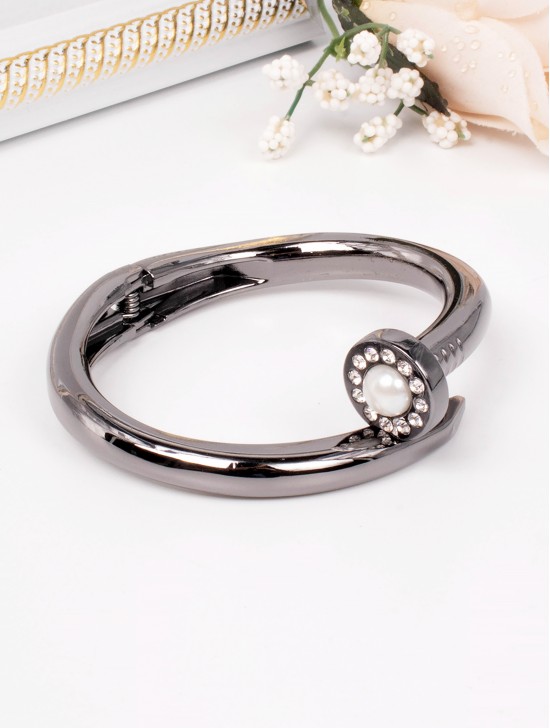 Rhinestone & Pearl Nail Bangle