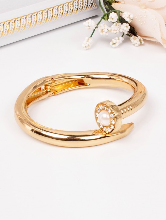 Rhinestone & Pearl Nail Bangle