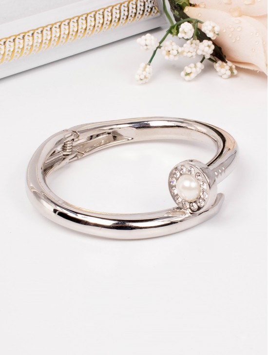 Rhinestone & Pearl Nail Bangle