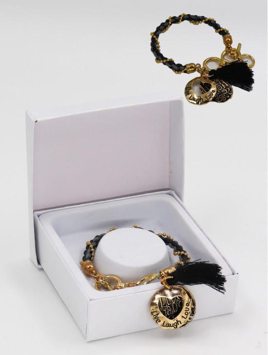 “Live Laugh Love” Metal Bronze Vintage Bracelet with Gift Box