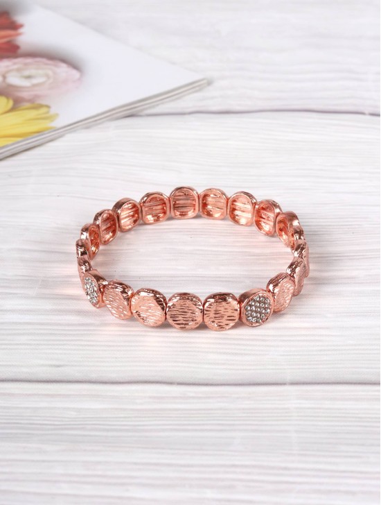 FLAT CIRCLE TEXTURE BEAD BRACELET 
