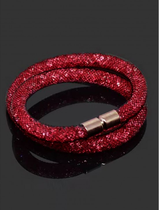 Crystal Filled Tube Mesh Magnetic Bracelet