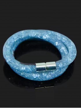 Crystal Filled Tube Mesh Magnetic Bracelet