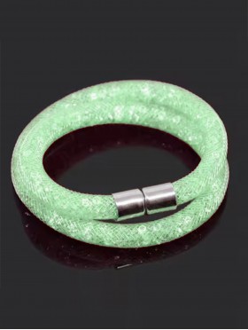 Crystal Filled Tube Mesh Magnetic Bracelet