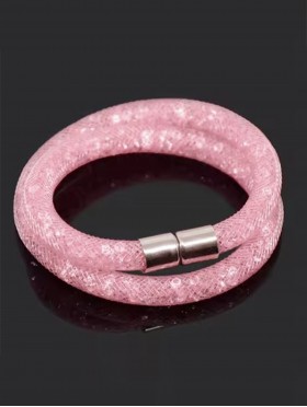 Crystal Filled Tube Mesh Magnetic Bracelet