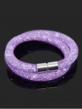 Crystal Filled Tube Mesh Magnetic Bracelet