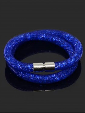 Crystal Filled Tube Mesh Magnetic Bracelet