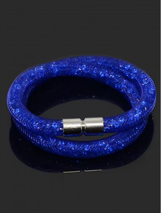 Crystal Filled Tube Mesh Magnetic Bracelet