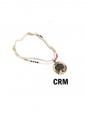 BEADED MULTI STRAND CHARM BRACELET