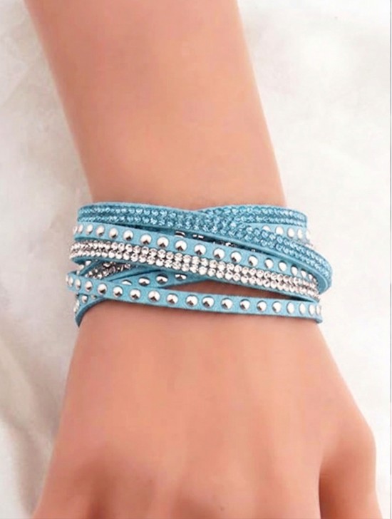MULTI RHINESTONE WRAP BRACELET