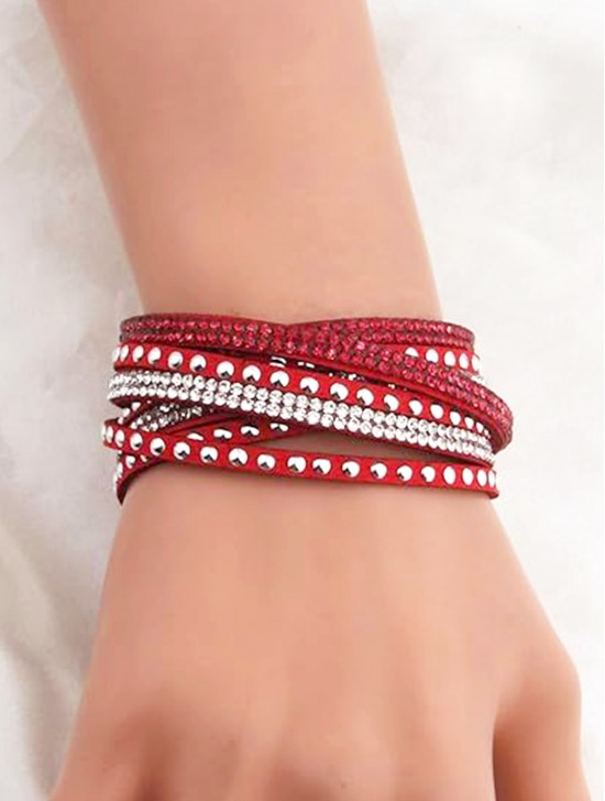 MULTI RHINESTONE WRAP BRACELET