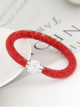 Crystal Filled Tube Mesh Magnetic Bracelet