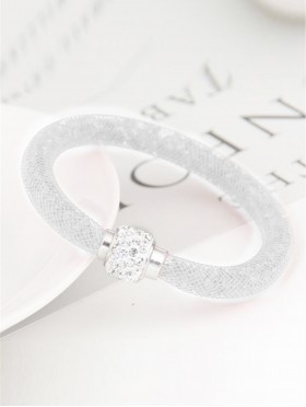 Crystal Filled Tube Mesh Magnetic Bracelet