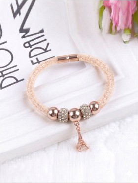 Crystal Filled Tube Mesh Magnetic Bracelet 