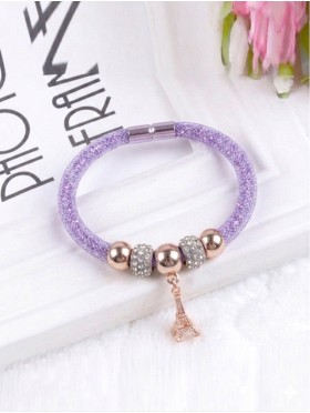 Crystal Filled Tube Mesh Magnetic Bracelet 