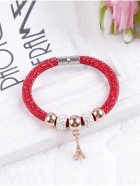 Crystal Filled Tube Mesh Magnetic Bracelet 