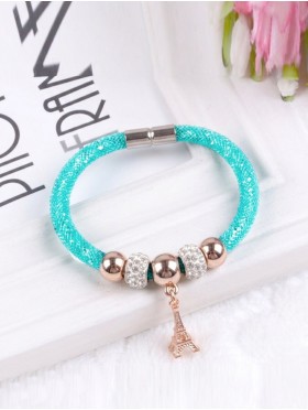 Crystal Filled Tube Mesh Magnetic Bracelet 