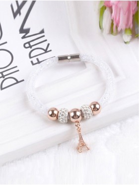 Crystal Filled Tube Mesh Magnetic Bracelet 