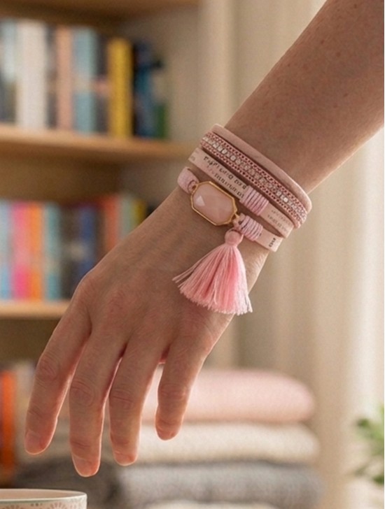 Multi Gem Wrap Magnetic Bracelet W/ Tassels