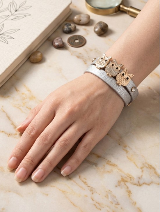 Multi  Wrap Magnetic Bracelet W/ Owl Pendants