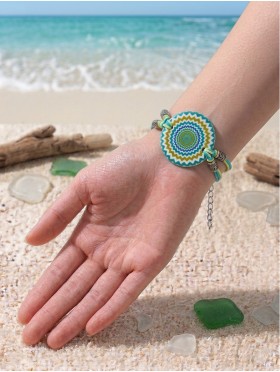Fashion Circular Chevron Design Print Shell Bracelet