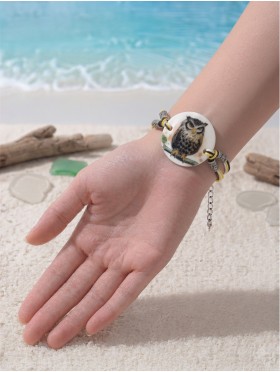 Fashion Owl Print Shell Bracelet