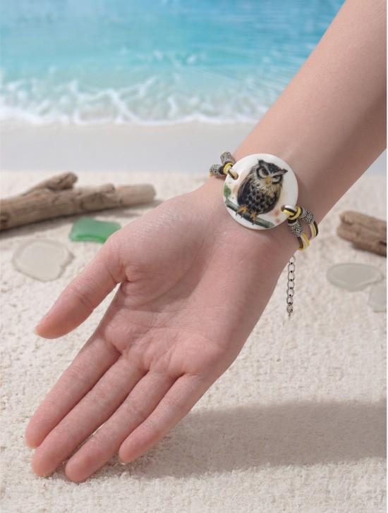 Fashion Owl Print Shell Bracelet