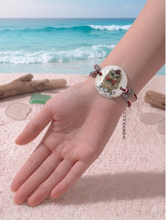 Fashion Owl Print Shell Bracelet