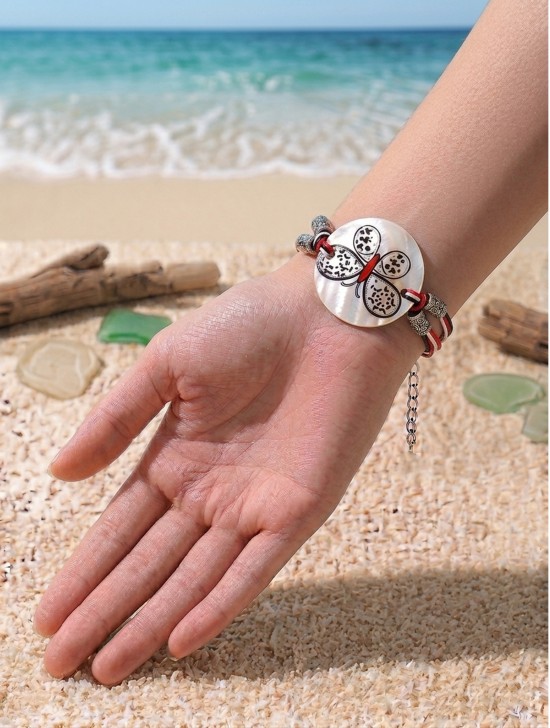 Fashion Butterfly Print Shell Bracelet Fashion Butterfly Print Shell Bracelet