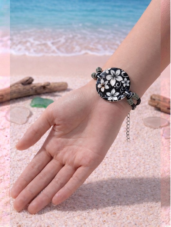 Fashion Flower Print Shell Bracelet