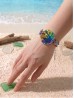 Fashion Peacock Print Shell Bracelet