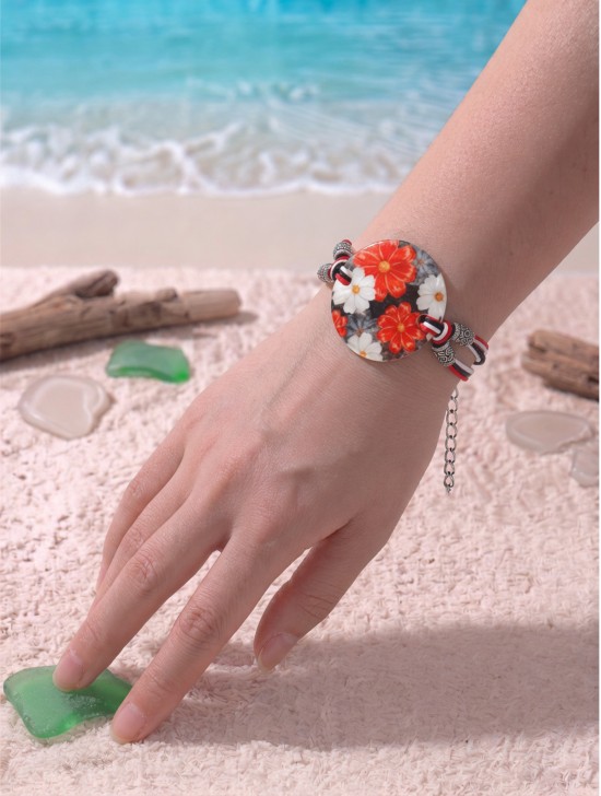 Fashion Flower Print Shell Bracelet