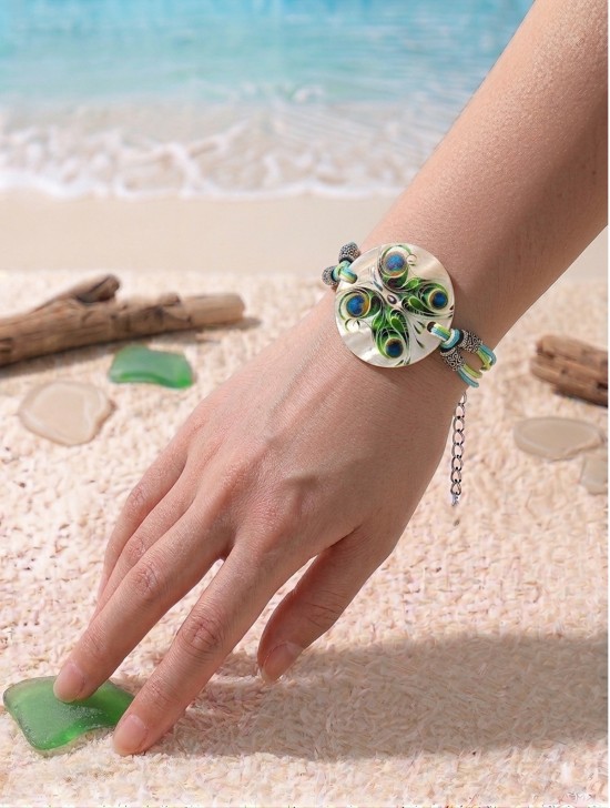 Fashion Butterfly Print Shell Bracelet