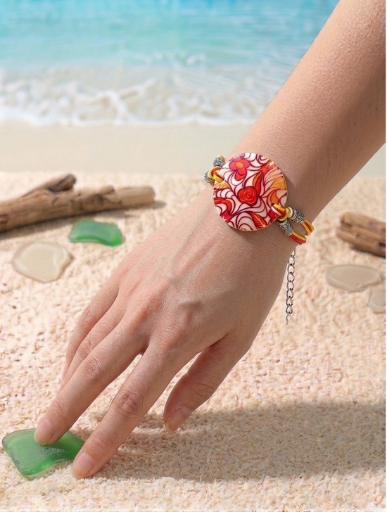 Fashion Flower Print Shell Bracelet