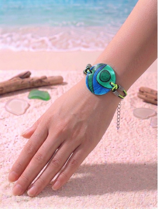 Fashion Line Print Shell Bracelet Fashion Line Print Shell Bracelet