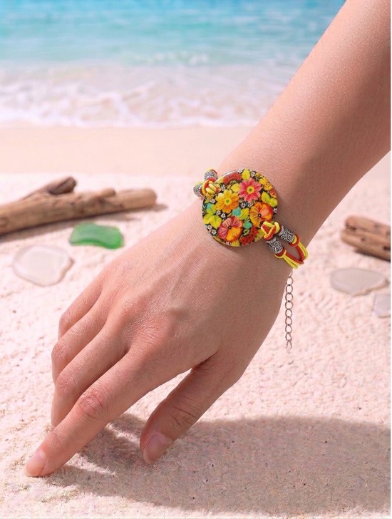 Fashion Flower Print Shell Bracelet Fashion Flower Print Shell Bracelet