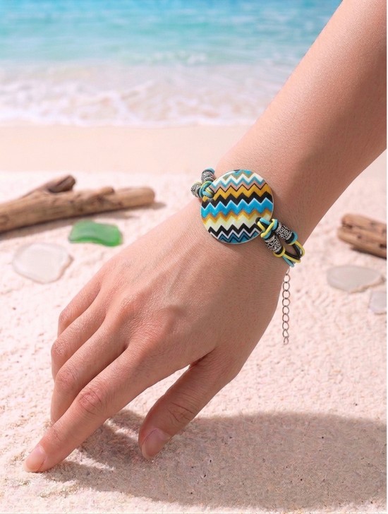 Fashion Zigzag Print Shell Bracelet