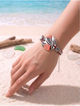 Fashion Line Print Shell Bracelet