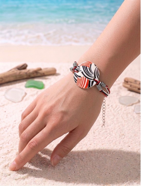 Fashion Line Print Shell Bracelet