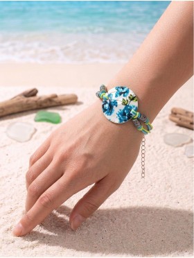 Fashion Flower Print Shell Bracelet