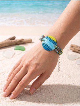 Fashion Line Print Shell Bracelet