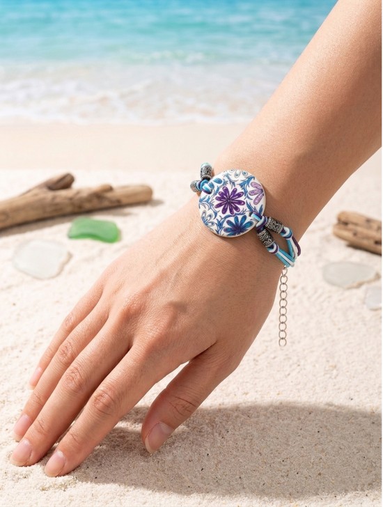 Fashion Flower Print Shell Bracelet