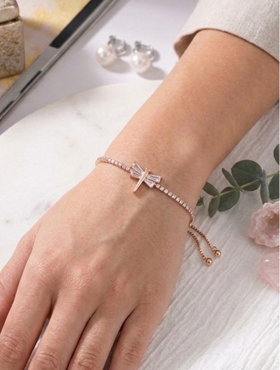 Adjustable Rhinestone Stretch Bracelet W/ Dragonfly 