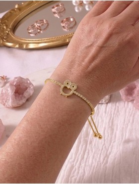 Adjustable Rhinestone Stretch Bracelet W/ Owl