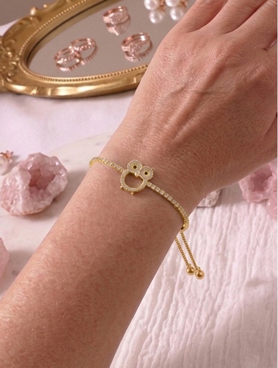 Adjustable Rhinestone Stretch Bracelet W/ Owl Adjustable Rhinestone Stretch Bracelet W/ Owl