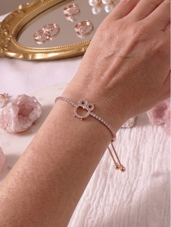Adjustable Rhinestone Stretch Bracelet W/ Owl
