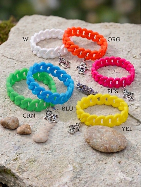 RUBBER BRACELET with a Bird House Pendant