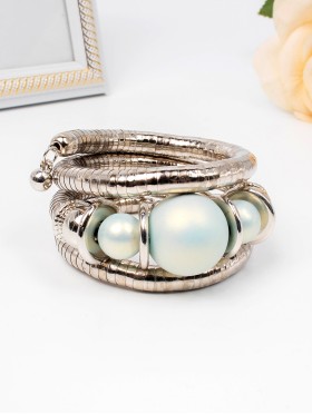 Matt Finish Stretchy Wrap Bracelet W/ Natural Stones