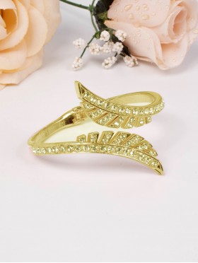 Rhinestone Leaves Design Bangle