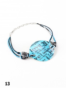 Fashion "Love, Laugh, Joy" Print Shell Bracelet